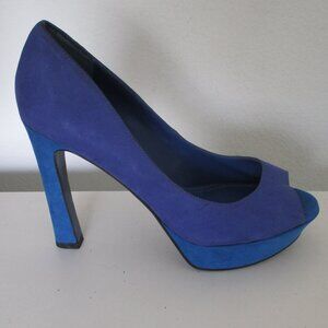 Marc Fisher "Tangel" Blue Faux Suede 1" Platform Peep Pump w/3.5" Heel NWOB - 8M
